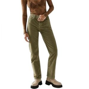 NWT We the Free Women’s Pax Slim Cord Boyfriend Jeans Olive Green 30” Corduroy